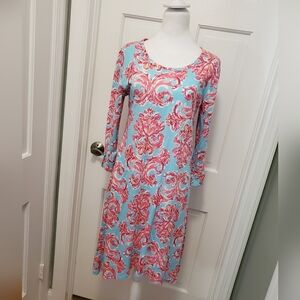 Caribbean Joe Tropical Print Asymetrical Dress Size Small, Colorful